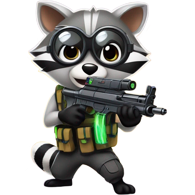Raccoon playing laser tag emoji