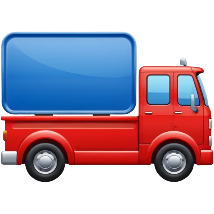 red truck with a blue plate showing white "TIR" on the front. No brand logos emoji