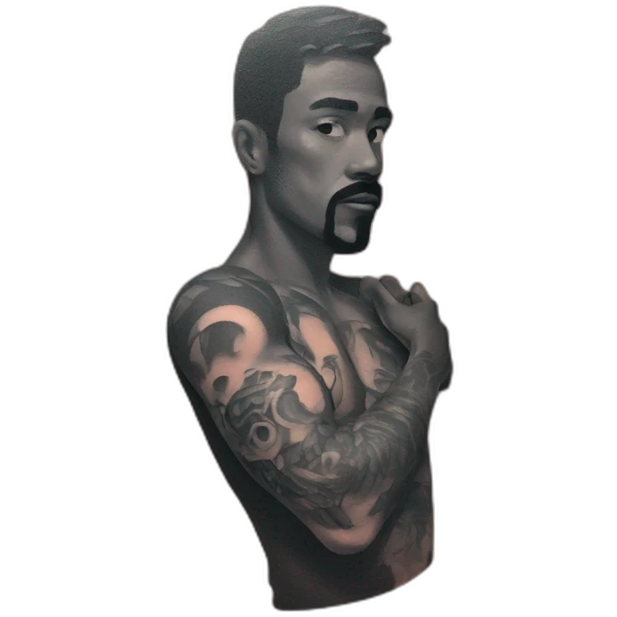 a word tatoo mans on arm emoji