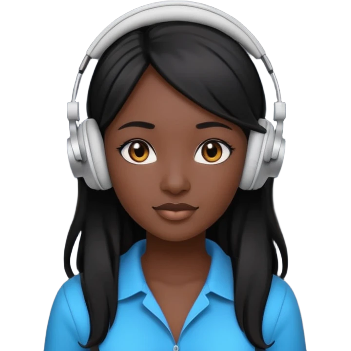 African Virtual Assistant with Black Hair with headphone on emoji