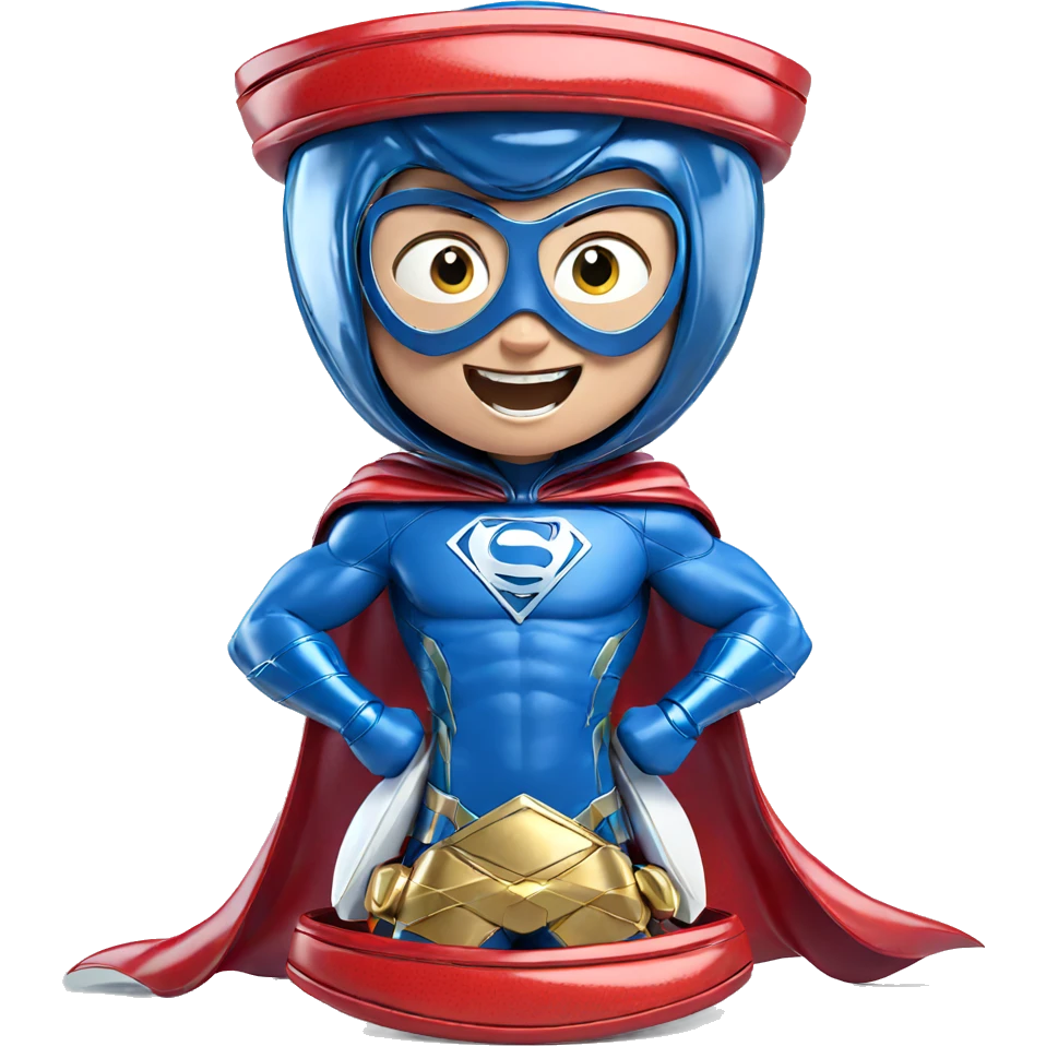 superhero with a playful grin emoji