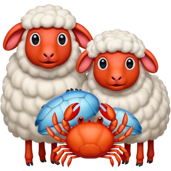 Two sheep and a crab emoji emoji
