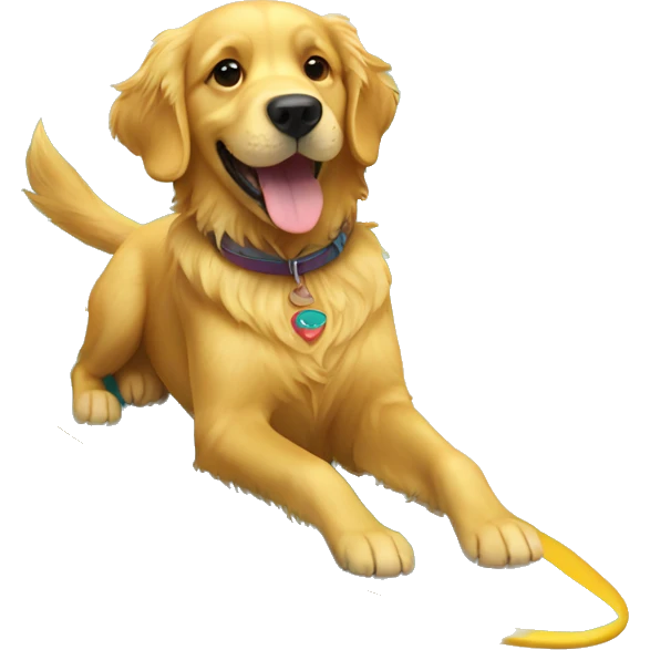 Golden retriever riding a surfboard  emoji