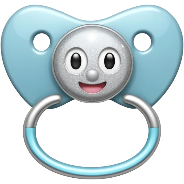 Bedazzled, silver sparkly pacifier emoji