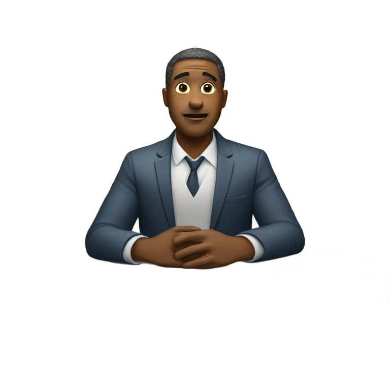 Man at desk sitting down at desk with tissues next to him  emoji