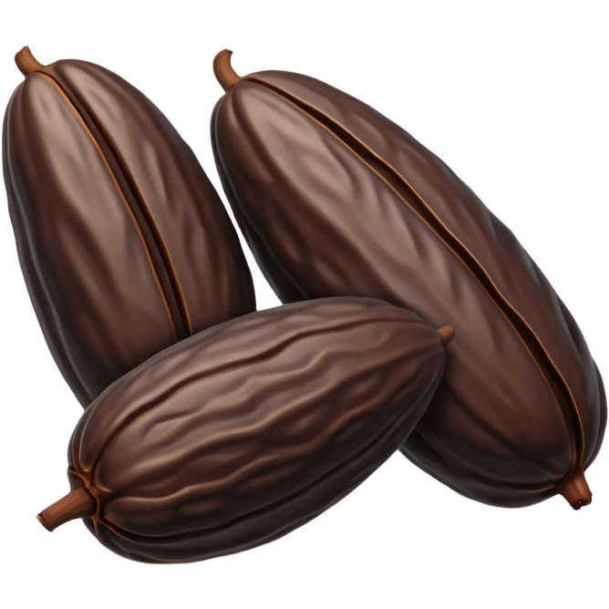 single or small cluster of Tonka beans with wrinkled, elongated almond-like shapes, deep brown to black color, textured slightly glossy surface with visible ridges and curved natural form, soft lighting, subtle shadows, emoji scale emoji