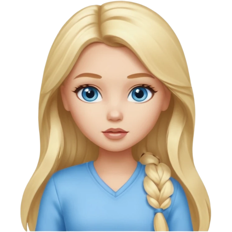 Bratz Cloe Blonde long hair blue eyes, Light blue outfit emoji