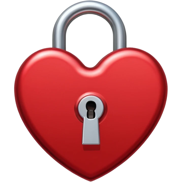 A lock in the shape and colour of a love heart emoji