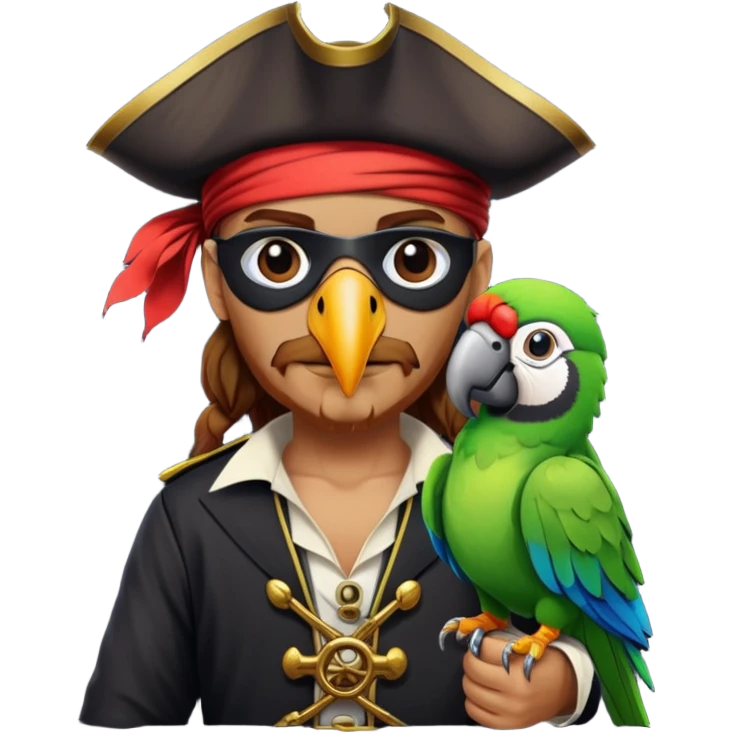pirate with eye patch and parrot emoji