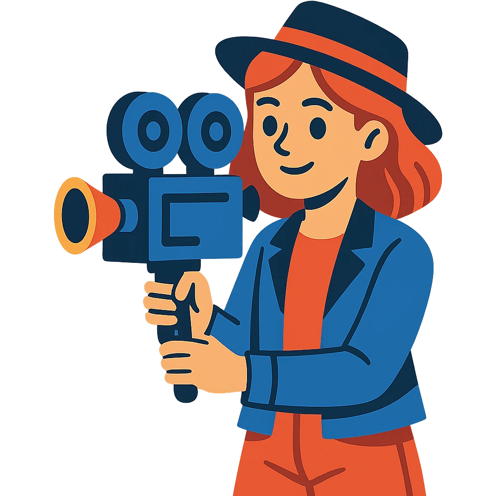 a girl as a film character emoji