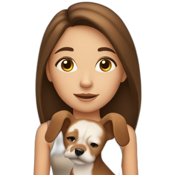 Girl with brown hair and little brown dog emoji