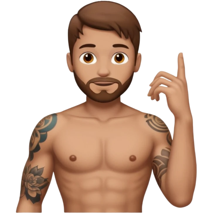 brown haired tattooed guy naked showing his big dick emoji