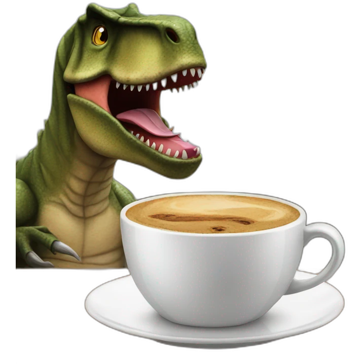 T-rex having coffee emoji