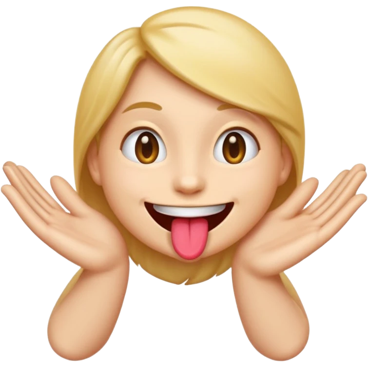 emoji with tongue out with hands on the side swiping outwards emoji