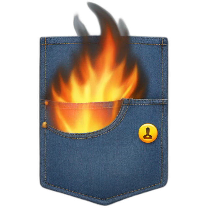 denim pocket on fire with a no sign on the front of the pocket emoji