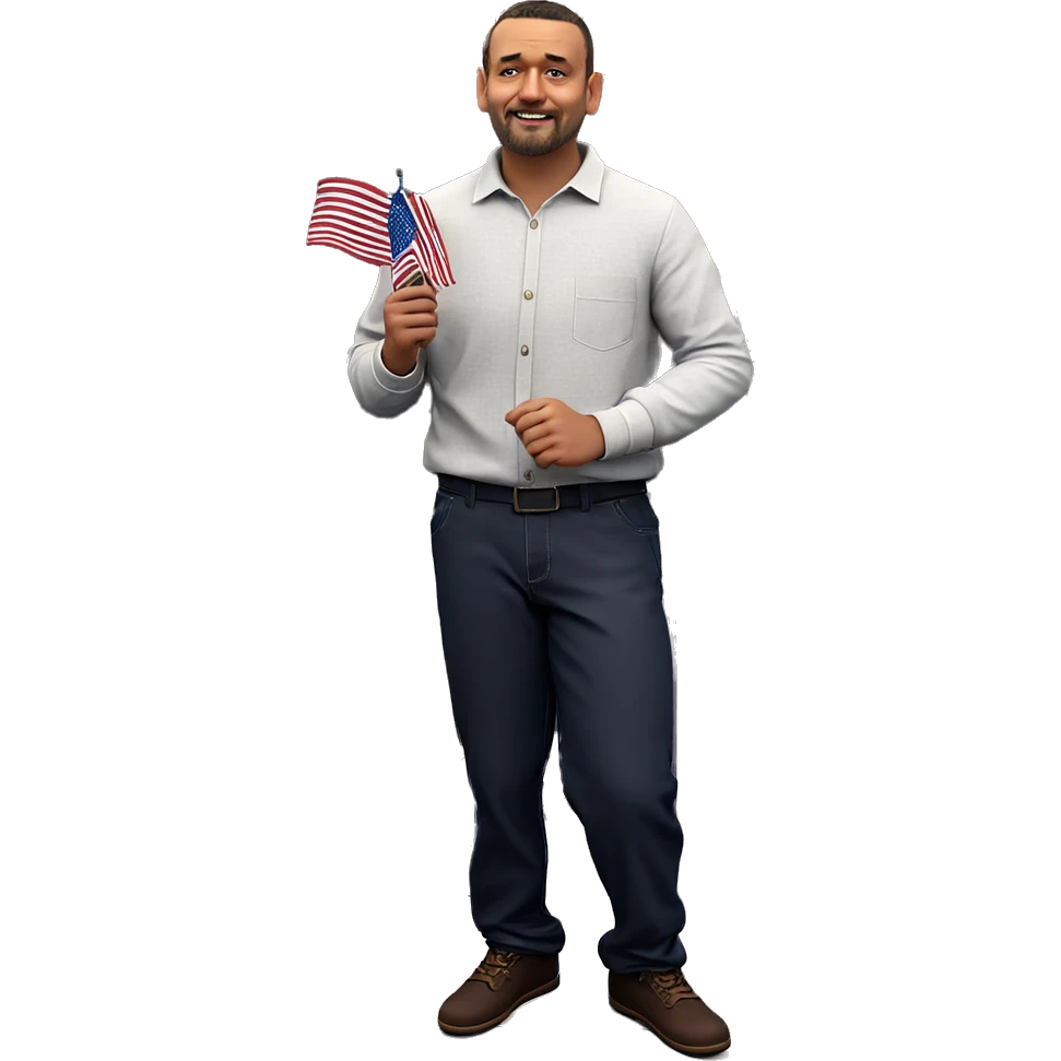 boy holding american flag emoji