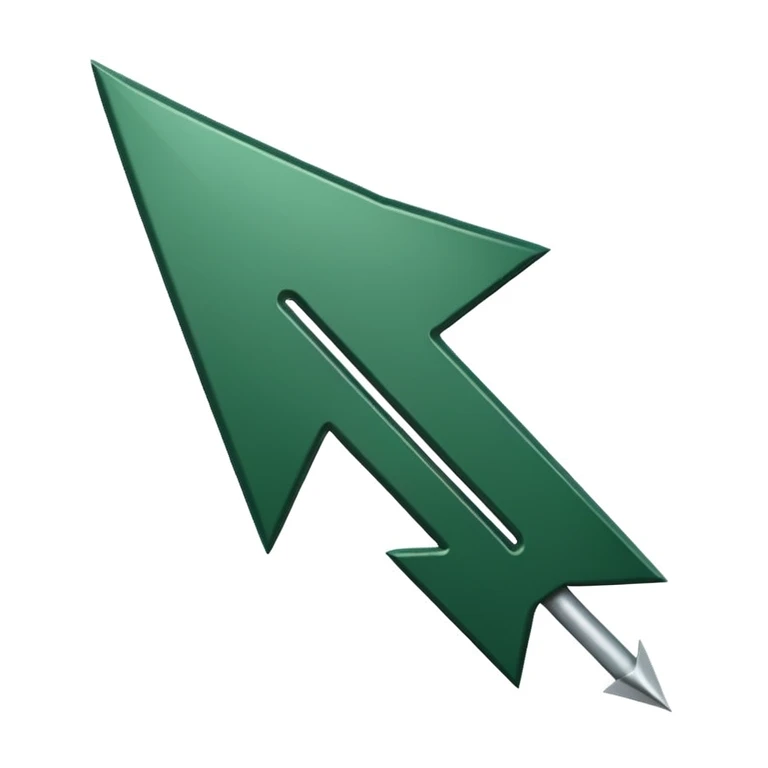very minimalist growth chart with only a dark green arrow pointing up, white background, iOS emoji style, no bars, no smileys emoji