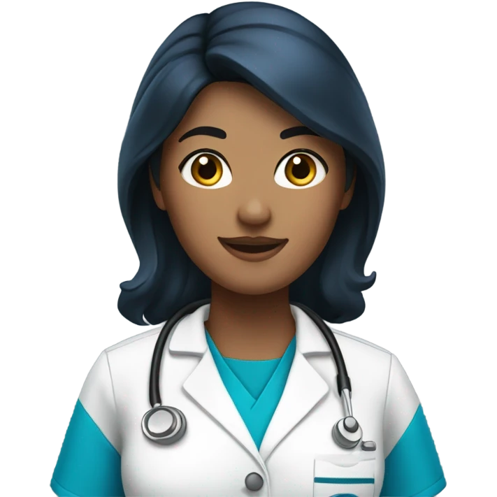 Black hair blue scrubs nurse emoji