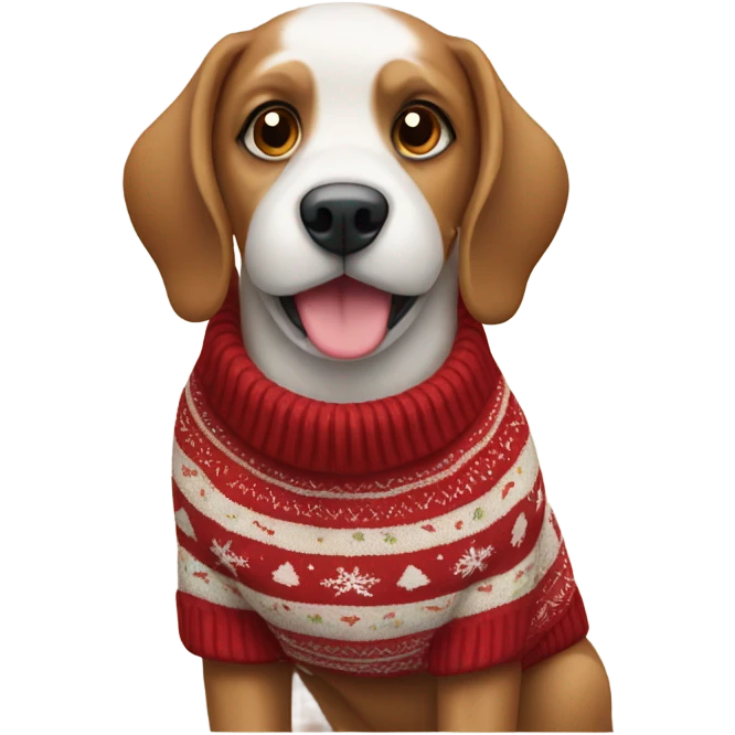 Dog wearing sweater for christmas emoji