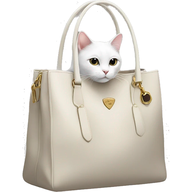 white cat in a prada bag emoji
