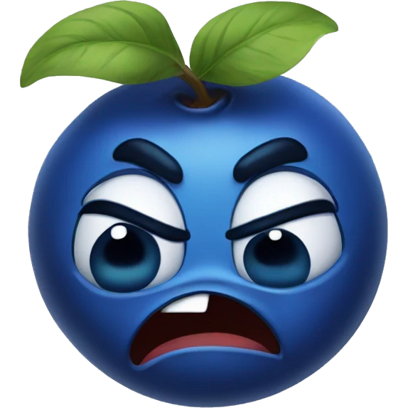 blueberry with an angry face emoji
