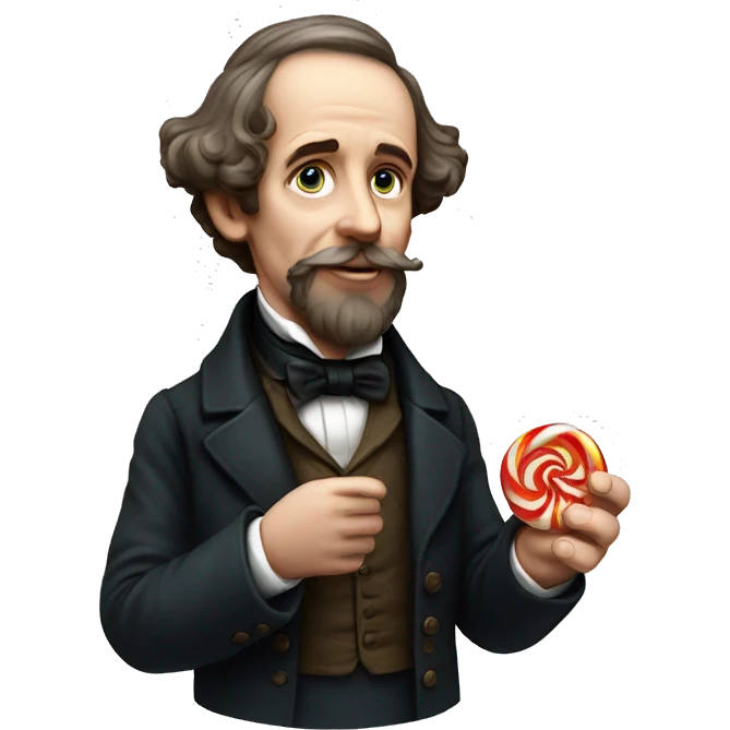 Charles Dickens holds a candy in his hand emoji