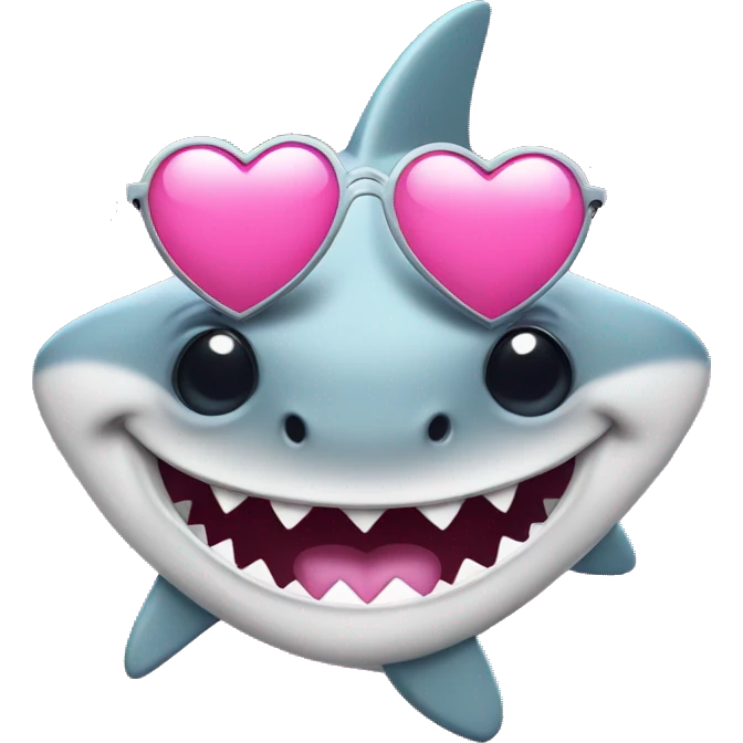 female cute shark wearing sunglasses laughing with pink heart emoji