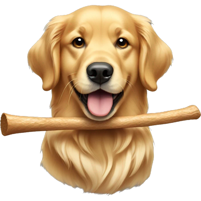 Golden Retriever holding a stick in his mouth emoji