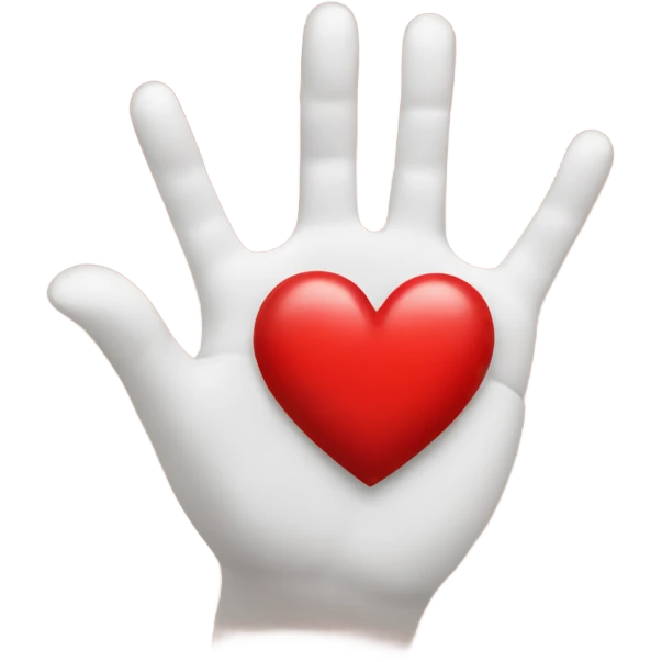 two outstretched palms and in them a red heart emoji