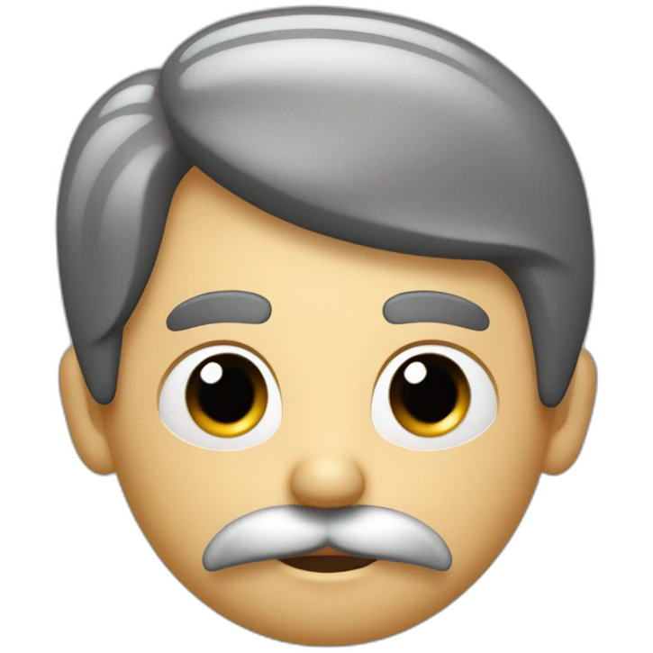 Un homme avec les cheveux noir et palqués et une petite moustache carré emoji
