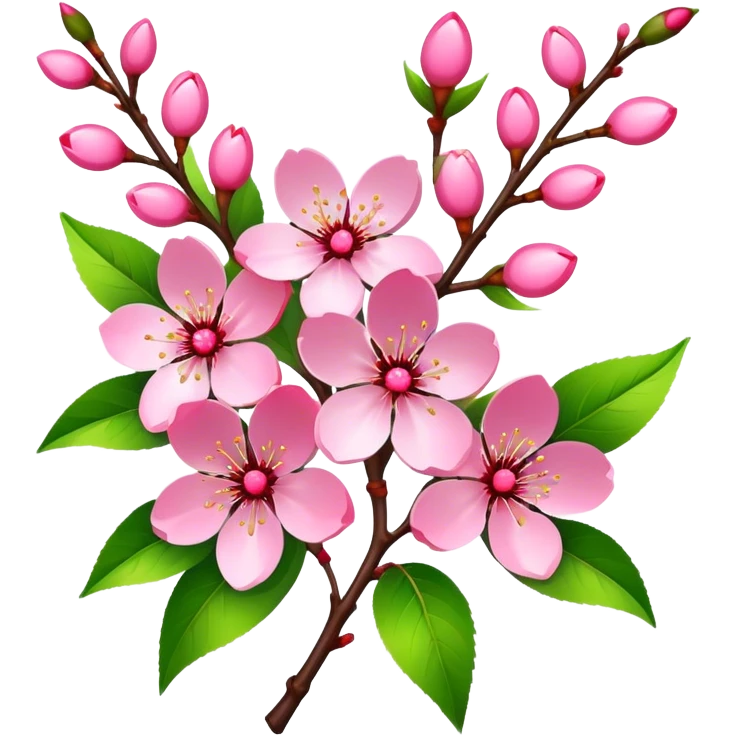 big bouquet Cherry Blossom, luxuriant, stem, leaf, bright emoji