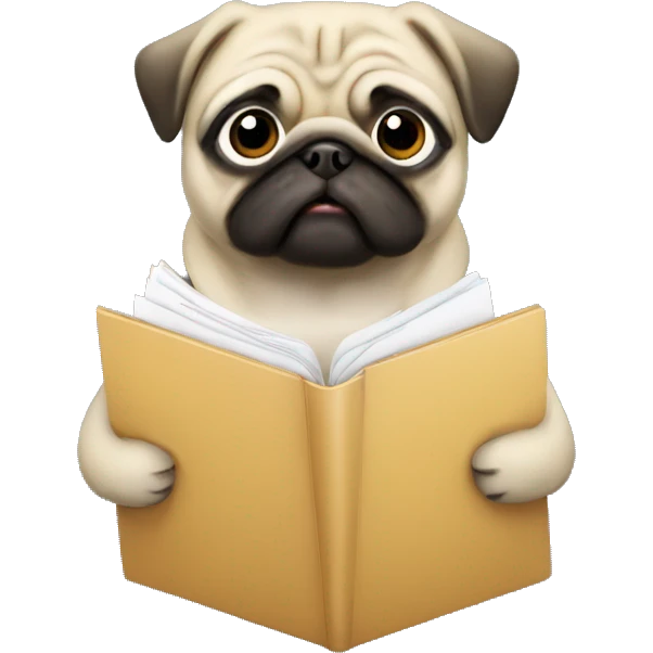 a pug holding a folder with documents emoji