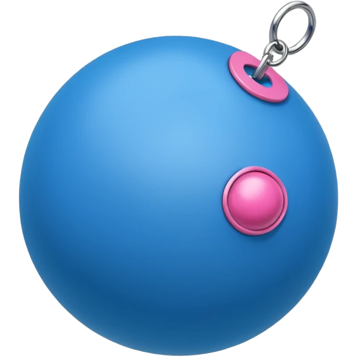 Blue ball for the gag on a ball gag with a white attachment collar with pink  studs on the collar  emoji