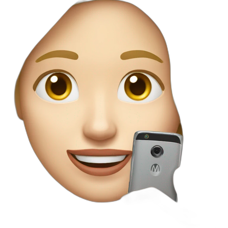 Rubia con celular motorola con numero en la mano emoji