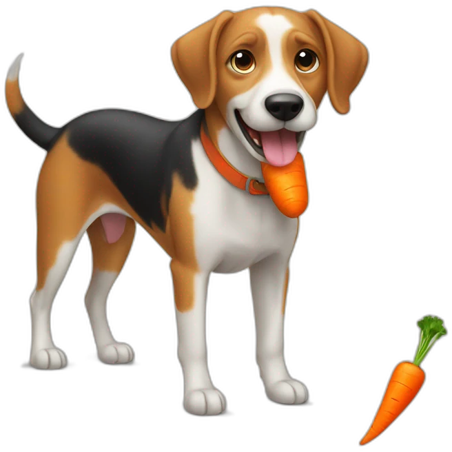 dog eating a carrot while standing emoji