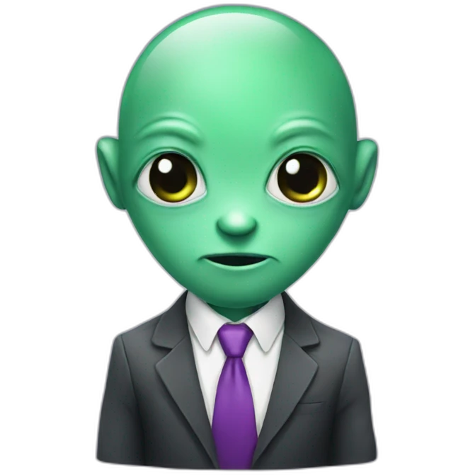 cute alien with a tie emoji