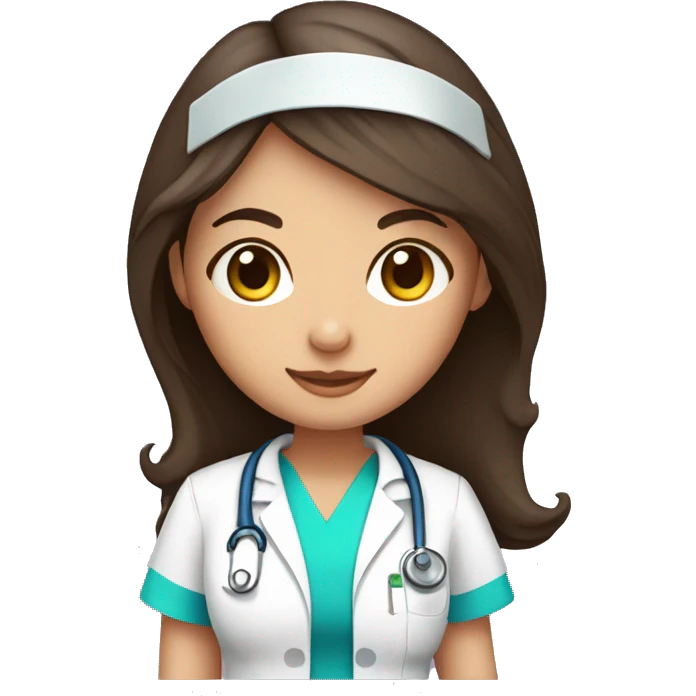 cute brunette nurse with scrubs without coat emoji