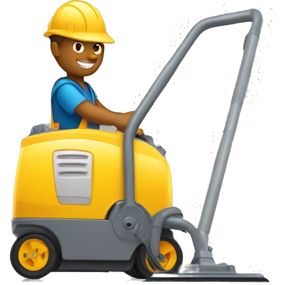 Construction worker pushing floor cleaning machine  emoji