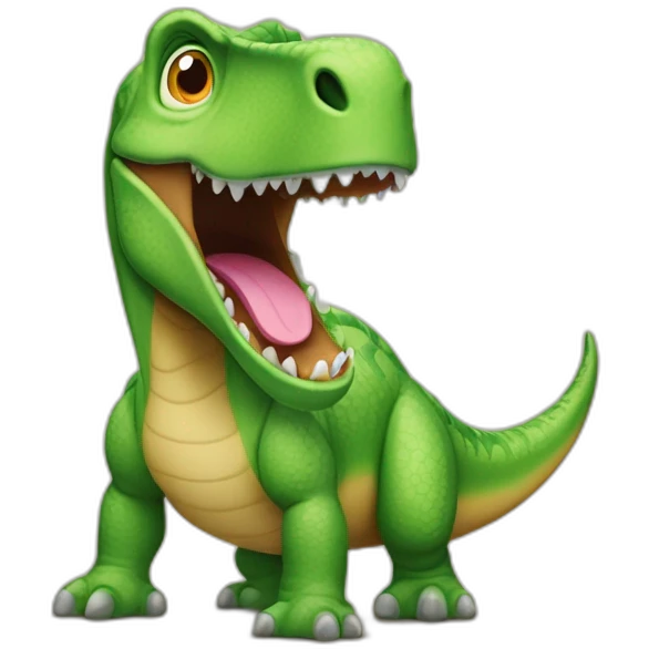 La tête d'un dinosaures qui rigole emoji