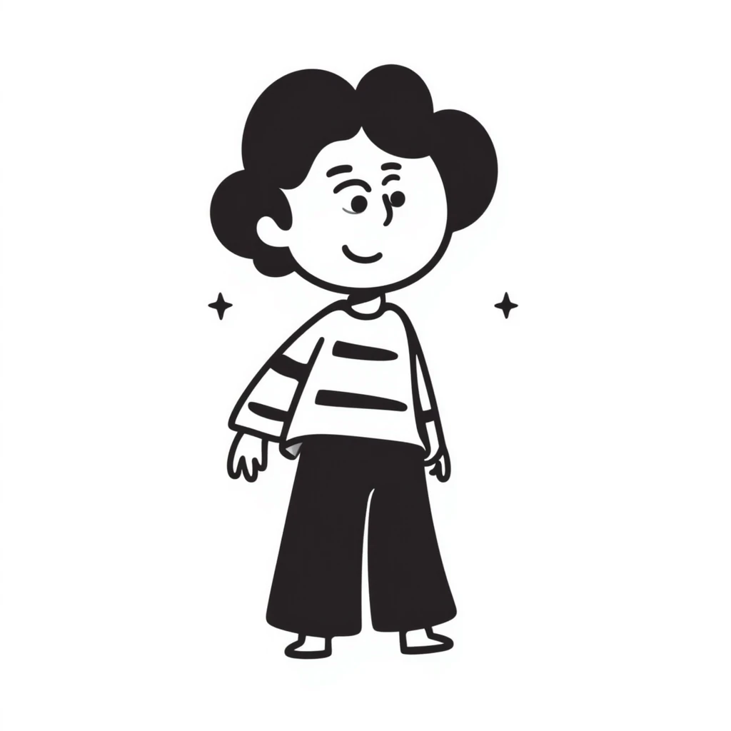 playful cartoon character, hand-drawn doodle style, simple lines, friendly expression emoji