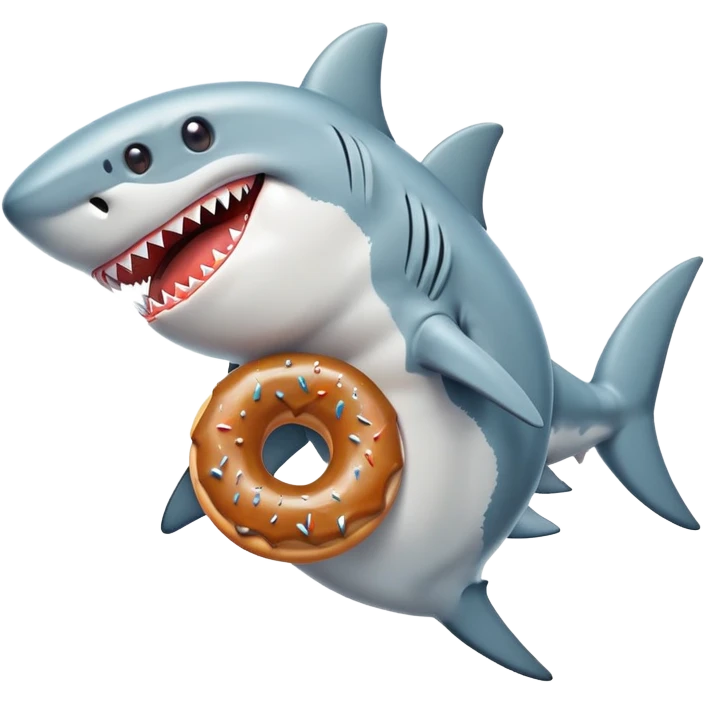 Shark with legs eating a donut emoji