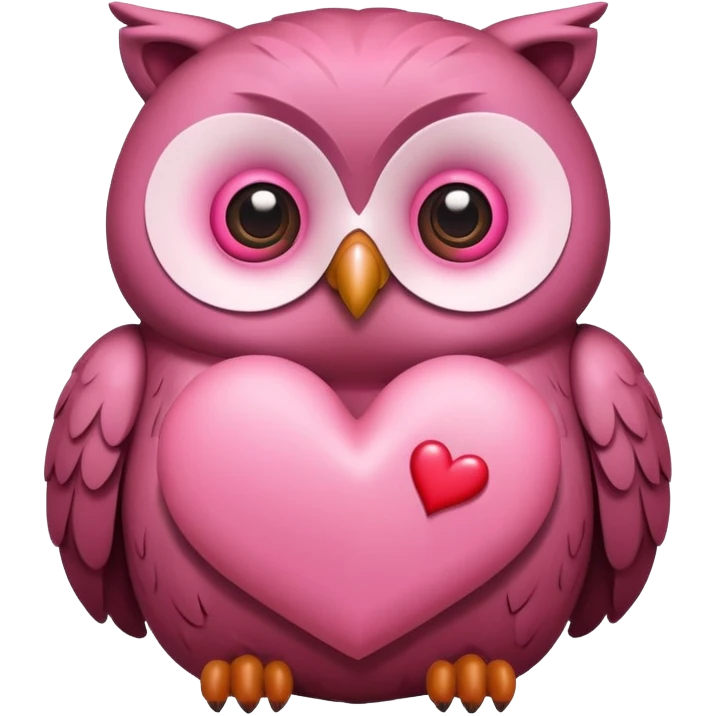 a pink owl in love with a bear, heart eyes, romantic emoji