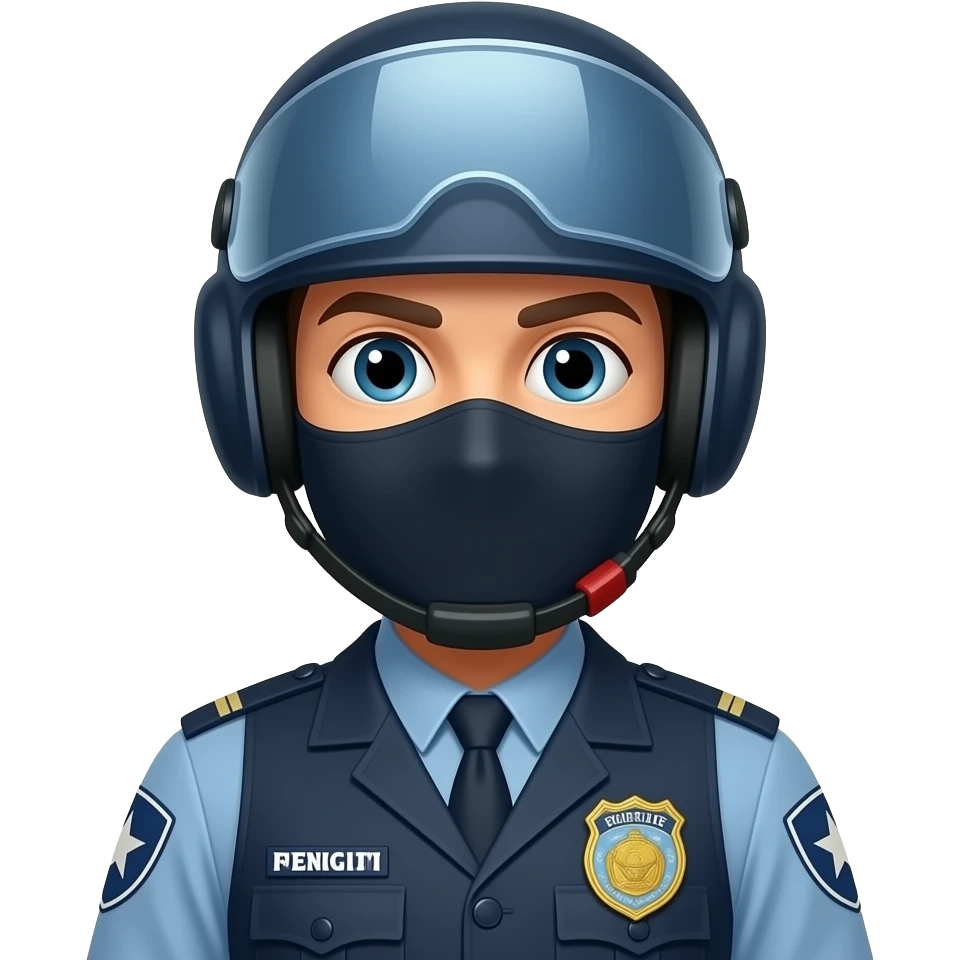 immigration Agent with helmet and balaclava emoji