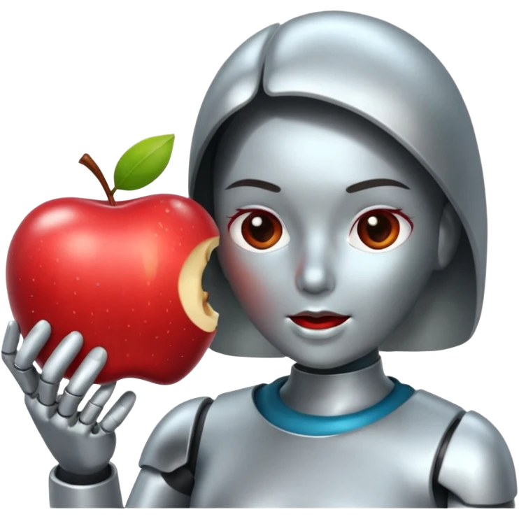 Android a estátua ocorrendo comendo maçã emoji