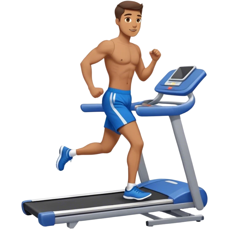 fit guy in blue shorts Treadmill emoji