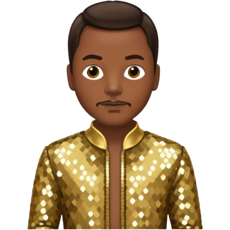Philip Bailey from Earth, Wind & Fire with dark brown hair, gold sequin outfit emoji