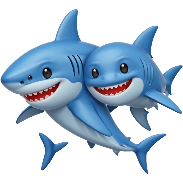 two sharks hugging, emoji style, small pixel size emoji