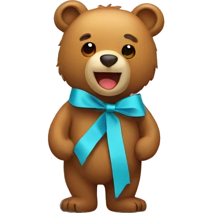 Bear with q ribbon emoji