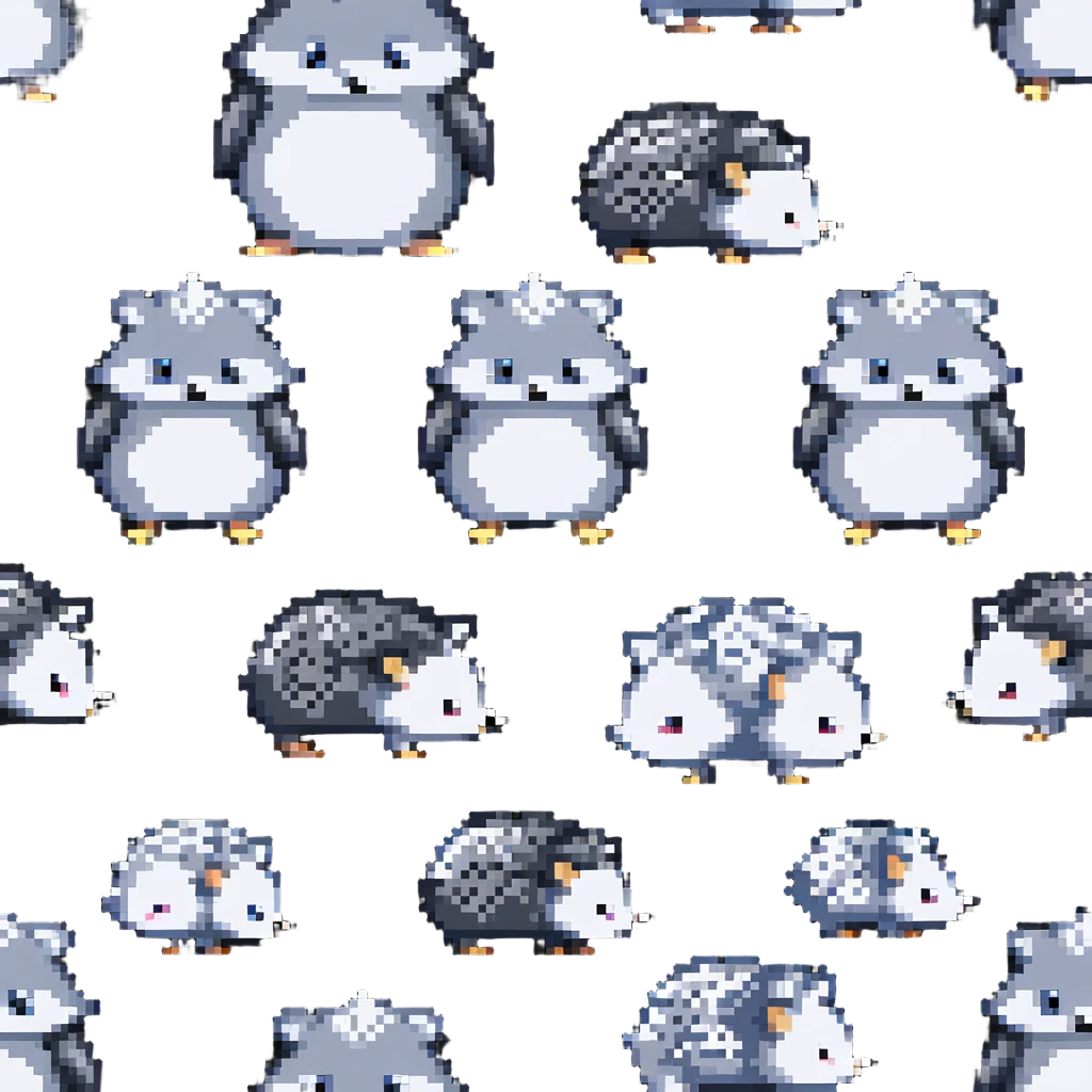 Baby hedgehogs Sonic, Shadow and Silver in colorful pixel art style emoji