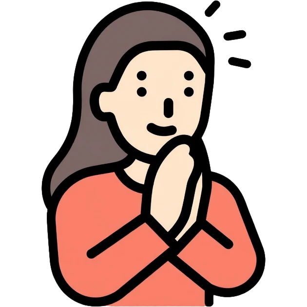 Person with hands folded, praying and talking to God, divine connection emoji